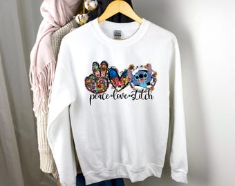 Stitch Hoodie, Lilo and Stitch Sweatshirt, Peace Love Stitch Shirt, Disney Sweater, Bleach Hoodie, Stitch Shirt, Stitch Sweatshirt