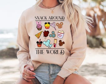 Snack Around the World Shirt, Disney Snacks Shirt, Magic Kingdom Snacking Sweatshirt, Disney Snacking Hoodie, Epcot Tee, Disney Sweater
