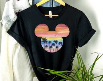Mickey Head Summer Shirt, Palm Shirt, Disney Vacation Shirt, Beach Tee, Mickey Mouse Tee, Gift For Her, Vacay Tee, Disney Summer Tee