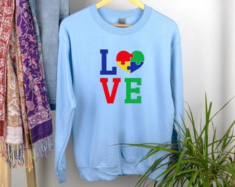 Love Puzzle Autism Shirt, Autism Tee, Autism T-Shirt, Puzzle Love Autism Sweatshirt, Autism Hoodie, Autism Awareness Shirt, Autism Month Tee