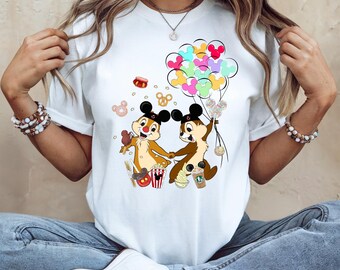 Camiseta de Chip y Dale, camiseta de Chip N Dale, camiseta de Chip n Dale Snacks, camiseta de globos de Disney, camiseta de la familia Disneyland, camiseta Double Trouble, camiseta de Disney
