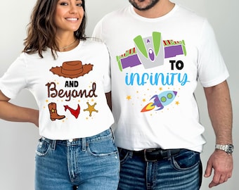 Chemise Vers l'infini et au-delà, sweat à capuche familial assorti, chemises assorties pour couple, cadeaux de la Saint-Valentin, sweat-shirt Vers l'infini et au-delà