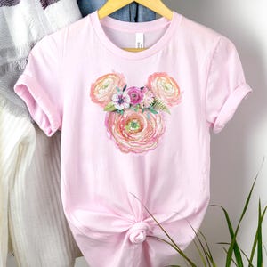 Camiseta floral da Minnie Mouse, camisetas da Disney, moletom da Disney com cabeça do Mickey, camiseta do Magic Kingdom, camiseta com cabeça de Mickey com flores, camiseta infantil da Disney