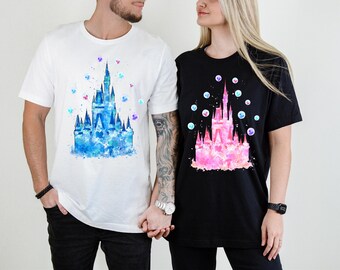 Sudadera con capucha del castillo de Disney, camiseta de Disney, sudadera con capucha del castillo de Disney, sudadera con capucha familiar de Disney, sudadera de Disney, castillo azul y rosa de Disney