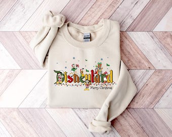 Bluza Disneyland Merry Christmas, Vintage Disneyland Shirt, Bluza damska z kapturem Disneyland, Modna słodka bluza z Myszką Miki, Koszulka Disneyland