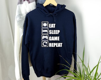 Eat Schlaf Spiel wiederholen Hoodie, Spiel Liebhaber Sweatshirt, Gaming Shirt, Gaming Sweatshirt, Geschenk für Spiel Liebhaber, Spaß Hoodie, Spiel Hoodie