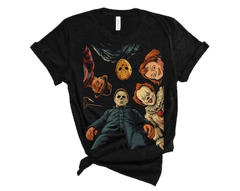 Camiseta de personajes de terror de Halloween Horror Nights, camiseta de película de miedo de Universal Studios, sudadera de Halloween, regalo para ella y él