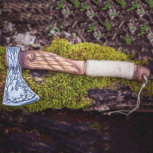 Custom RAGNAR VIKING AXE Forged Camping Axe Personalized gift Viking Bearded Nordic Best Gift for him & her best gift for dad Christmas Gift