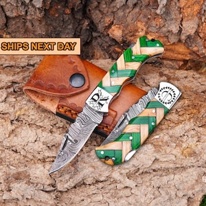 Handgemaakt damast zakmes verjaardag, cadeau zakmes, bruidsjonkers cadeau, jubileum bruiloft gepersonaliseerd cadeau voor mannen, afstudeercadeaus