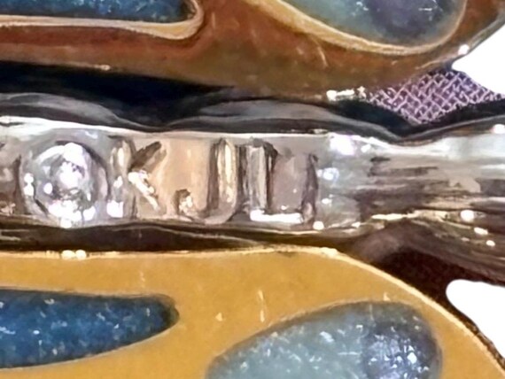 Kenneth Jay Lane Vintage Brooch – Blue Enamel & R… - image 9