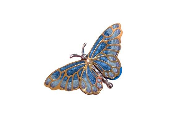 Kenneth Jay Lane Vintage Brooch – Blue Enamel & R… - image 6