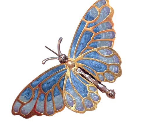 Kenneth Jay Lane Vintage Brooch – Blue Enamel & R… - image 5