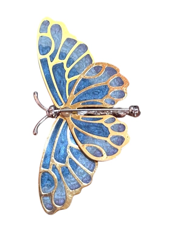 Kenneth Jay Lane Vintage Brooch – Blue Enamel & R… - image 10