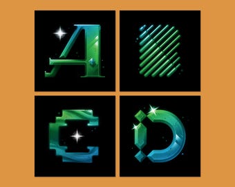 COSMOS Letter Print, Cosmic Typography Art, Sci-Fi Geometric Design