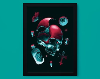 RITUAL, Gothic Art Print, Home Decor, Dark Art, Skull, Poison, Horror, Magic