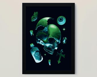 RITUAL GREEN VARIANT, Gothic Art Print, Home Decor, Dark Art, Skull, Poison, Horror, Magic