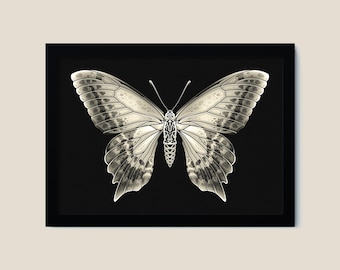 BUTTERFLY 01, Art Print, Bone Variant Entomology Illustration, Botanical Nature Decor