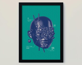 Module 004, Art Print, Home Decor, Sci-Fi, Floating Head, Science Fiction, Wall Art