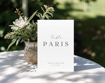 Wedding Table Numbers Cards, Places Photo Table Numbers, Modern Wedding Photo Table Number Template, Reception Table Numbers