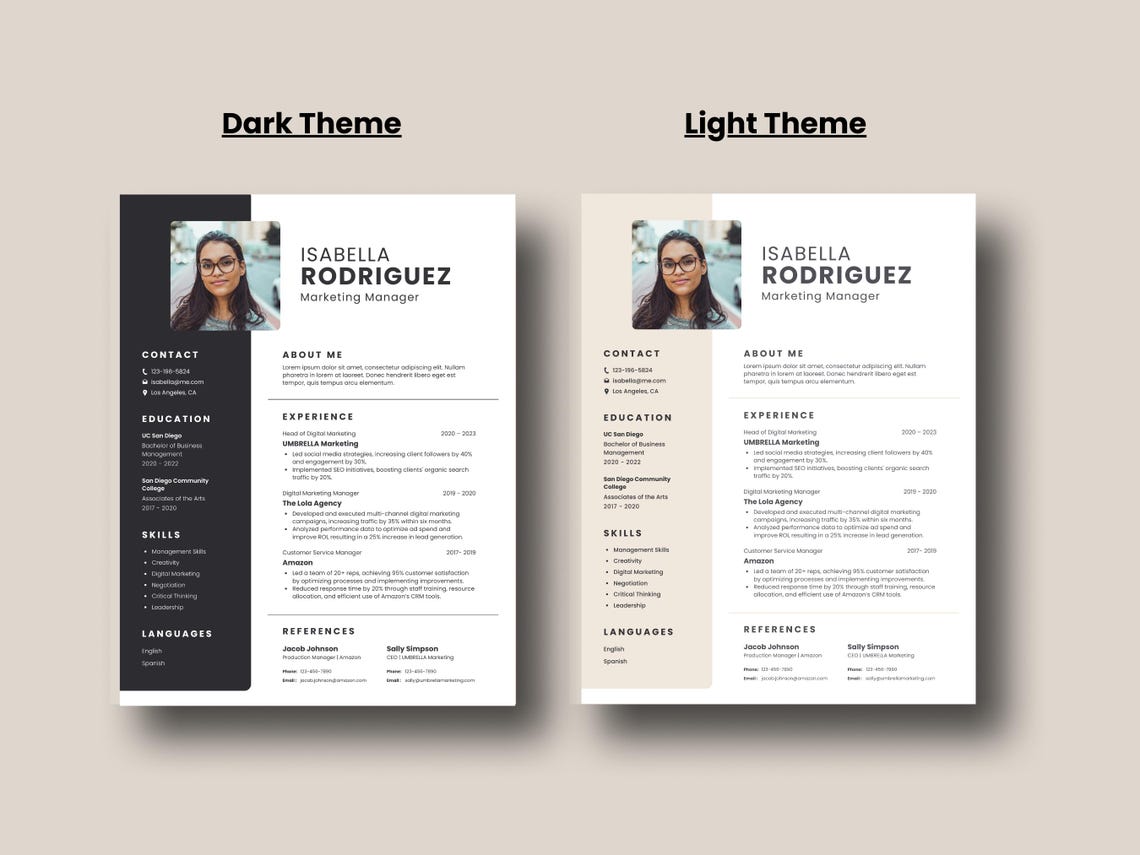 Canva Resume Template With Photo, Professional and Modern CV Design In ...