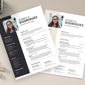 Canva Resume Template with Photo, Professional and Modern CV Design in, Light & Dark Theme Included