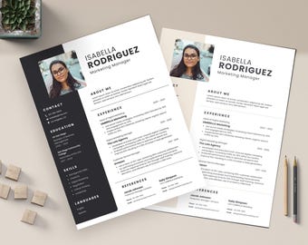 Canva Resume Template with Photo, Professional and Modern CV Design in, Light & Dark Theme Included