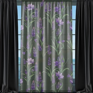 Dark Floral Sheer Curtain.