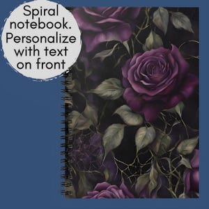 Gothic Roses Personalized Notebook. Birthday gift, Mother&#39;s day gift.