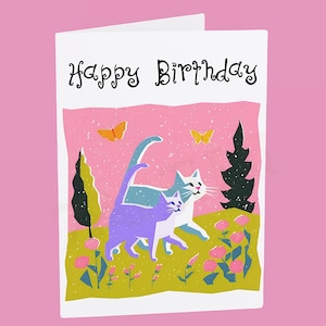 Cat Greeting Card. Includes personalisation and free shipping