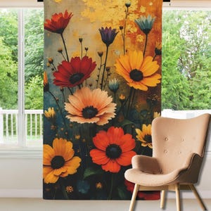 Vibrant Flowers Window Curtain. Free Shipping