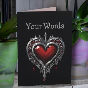 Gothic Heart Personalised Greeting Card. Free shipping