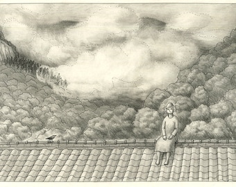 Original Drawing - The fog and the bird chirp