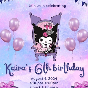 Digitale bewerkbare kawaii kattenuitnodigingssjabloon, digitaal bewerkbaar katje en vrienden