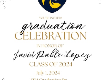 Plantilla de invitación para fiesta de graduación Invitación para anuncio de graduación Invitación para fiesta de graduación, invitación para graduados de la clase de 2024
