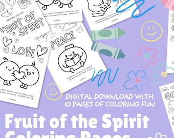 Fruit of the Spirit Coloring Pages: Christian Kids Activity (Digital Download)