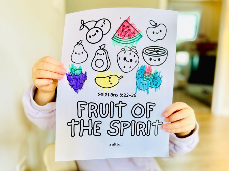 Watermelon Scripture Fruit of the Spirit Coloring Pages: Christian Kids Activity (digital ...