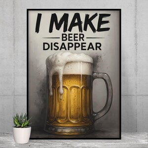 Funny Beer Disappear Poster: Oktoberfest Home Bar Decor