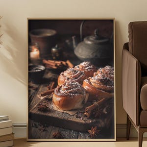 Cinnamon Rolls Kitchen Print: Rustic Farmhouse Bakery Decor (Digital Download)