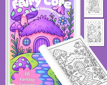 Bold and Easy Coloring Pages Digital Download Fantasy Cozy World Book 20 Cute Whimsical Pages Adults Fairycore Fairy Homes Mushrooms Forest