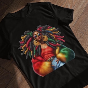 Afro Rasta Woman T-Shirt: Juneteenth Melanin Queen Graphic Tee