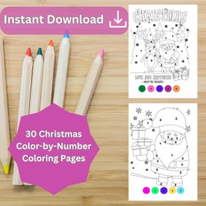 Christmas Color By Number: 30 Fun Holiday Pages (Digital Download)