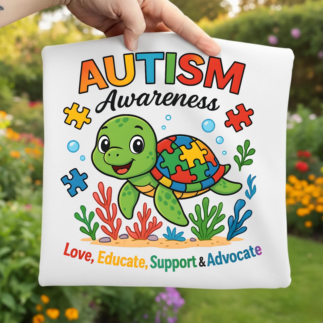 Autism Awareness Turtle PNG, Puzzle Piece Sublimation Design - Etsy