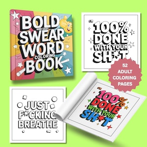Libro para colorear de palabrotas ofensivas para adultos: 52 páginas atrevidas y fáciles. Divertido y para aliviar el estrés. Descarga instantánea.