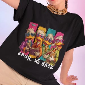 Camiseta divertida de pato "Bruh We Back", camiseta retro de dibujos animados, camiseta gráfica estética de los años 90, regalo para él y ella, millennials y generación Z