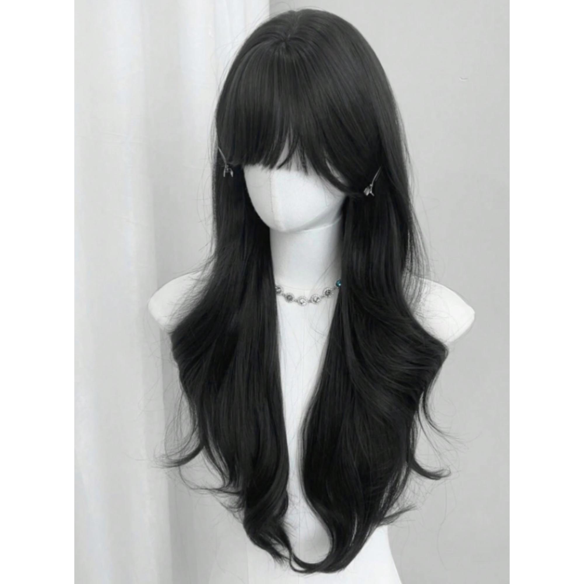 Long Black Bangs Wig 2020 Amazon.com : MISSQUEEN Long Black Wigs with Bangs, Straight  main image 2