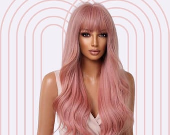 ✨NWT 26 Inch Butterfly Haircut Synthetic Wig ombré pink Pink Butterfly Haircut Wig, Long Curly Ombre (26 Inches) - Etsy main image 4