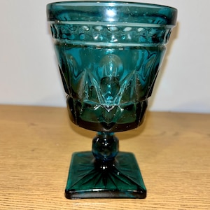 1 Vintage MCM Indiana Glass Colony Park Lane Blue Water Goblet
