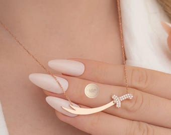 Zulfiqar Necklace, Rose Gold Zulfiqar Pendant, Muslim Jewelry, Gift for Her, 925 Sterling Silver