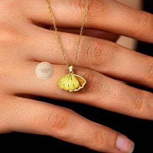 14K Gold Plated Oyster Necklace: Sterling Silver Sea Shell Pendant