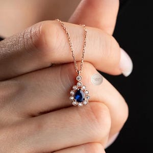 Blue Sapphire Necklace, Sapphire Pendant, Sapphire Birthstone, September Birthstone Necklace, Dainty Sapphire Necklace
